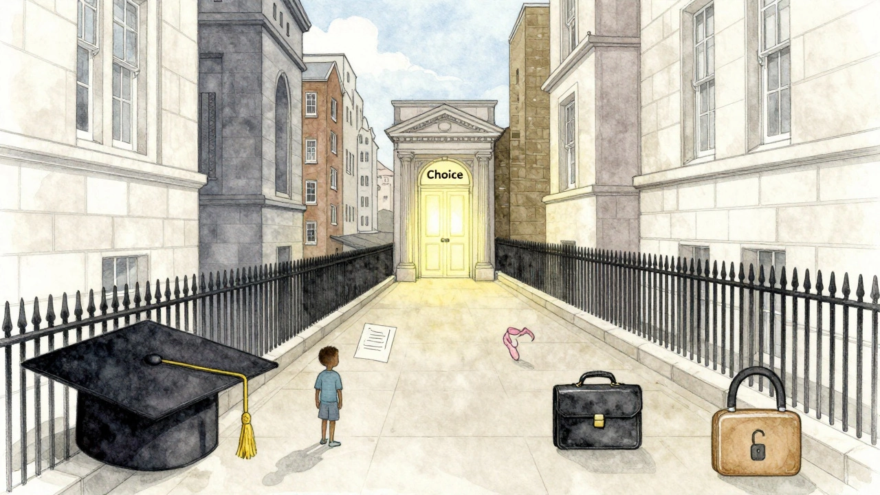 A symbolic path through London with icons representing the varied lives of escort workers.